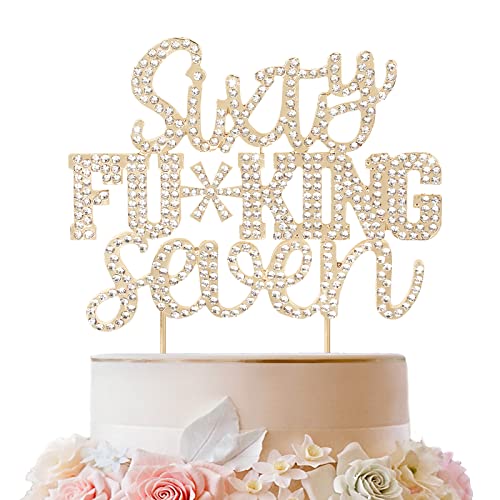 LINGTEER Sixty Seven Lustige Goldene Strass-Kuchendekoration – Cheers to 67. Birthday 67 Years Old Anniversary Party Tortenaufsatz Dekoration Geschenk Schild von LINGTEER