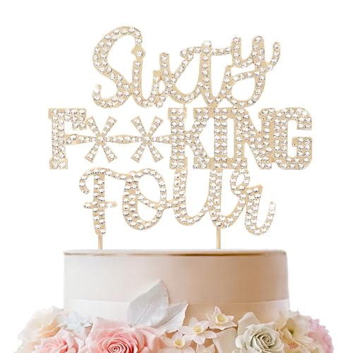 LINGTEER Tortenaufsatz mit Aufschrift "Sixty Four", goldfarben, mit Strasssteinen, zum 64. Geburtstag, zum 64. Hochzeitstag, Party, Tortenaufsatz, Dekoration, Geschenk, Schild. LINGTEER Tortenaufsatz mit Aufschrift "Sixty Four", goldfarben, mit Strasssteinen, zum 64. Geburtstag, zum 64. Hochzeitstag, Party, Tortenaufsatz, Dekoration, Geschenk, Schild. von LINGTEER