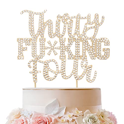 LINGTEER Tortenaufsatz mit Aufschrift "Thirty Four", goldfarben, mit Strasssteinen, zum 34. Geburtstag, zum 34. Geburtstag, zum 34. Geburtstag, für Partys, als Dekoration oder als Geschenk. von LINGTEER