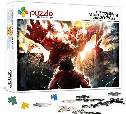 Puzzle 1000 Teile für Erwachsene, Puzzle Anime Attack On Giant, Klein Mini Puzzle Teenager Jungen Mädchen Puzzle for Teen Lernspiel Holiday Challenging Puzzle 38X26cm von LINLINLI