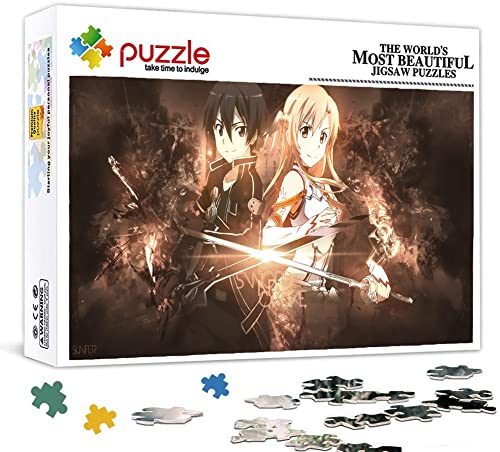 Puzzle 1000 Teile für Erwachsene, Puzzle Anime Sword Art Online, Klein Mini Puzzle Jungen Mädchen Puzzle Herausfordernde Und Schwierige Rätsel für Erwachsene Und Jugendliche 38X26cm von LINLINLI