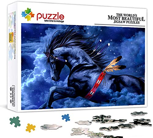 Puzzle 1000 Teile für Erwachsene, Puzzle Fantasy-Pferd, Klein Mini Puzzle Teenager Jungen Mädchen Puzzle for Teen Lernspiel Holiday Challenging Puzzle 38X26cm von LINLINLI
