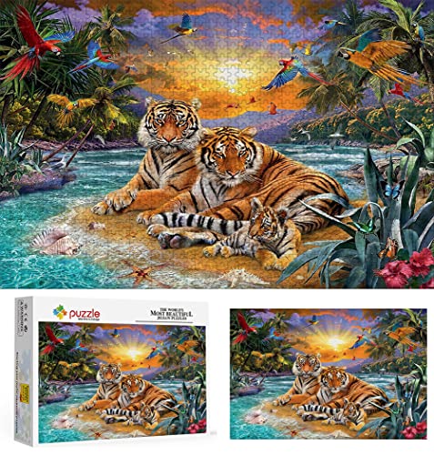 Puzzle 1000 Teile für Erwachsene, Puzzle Tier Tiger, Klein Mini Puzzle Puzzle Schwierig Perfektes Pädagogisches Geschenk für Jungen Und Mädchen 38X26cm von LINLINLI