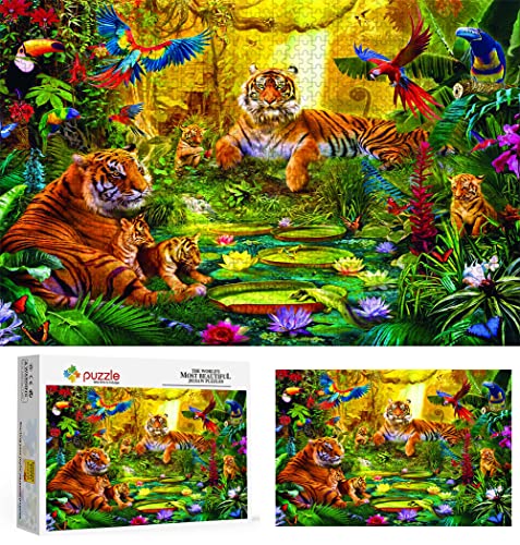 Tier Tiger Puzzle, Puzzles 500 Teile für Erwachsene, Klassische Puzzle Jungen Mädchen Puzzle Herausfordernde Und Schwierige Rätsel für Erwachsene Und Jugendliche 52X38cm von LINLINLI