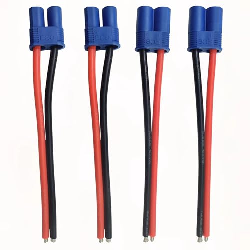 LINSYRC 2 Paare EC8 Style Männlich Stecker und Buchse Adapterstecker mit 15CM 10AWG Silikonkabel für RC Lipo Akku von LINSYRC