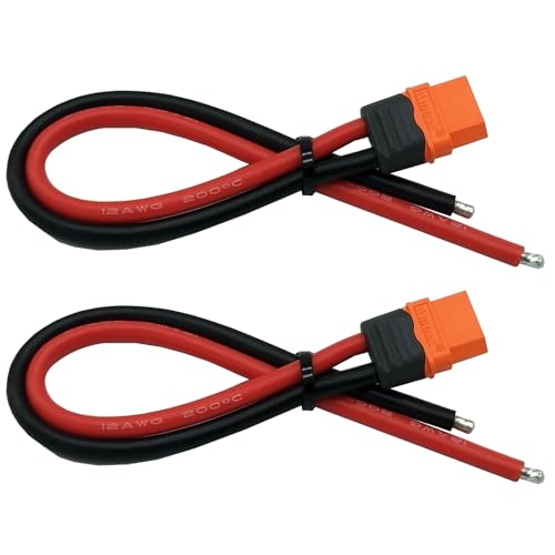 LINSYRC 2 Stück Ummantelte XT60I-F Steckerbuchse Adapter mit 12AWG 20CM Silikonkabel für RC Lipo Akku FPV Drohne von LINSYRC