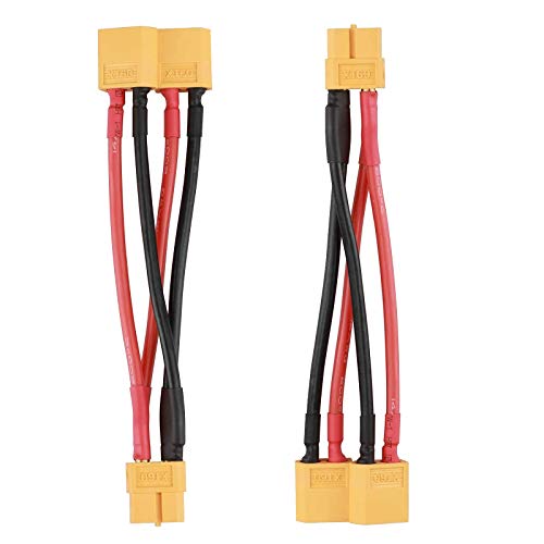 LINSYRC 2 Stück XT60 Parallelstecker Kabel 1-Buchse auf 2-Männlich Steckverbinder Adapter Splitter für RC Lipo Akku von LINSYRC