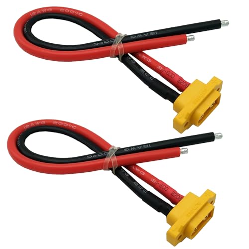 2 Stücke XT60E-M Männlich Stecker XT60 Montierbar Pigtail Kabel mit 20CM 12AWG Kabel für RC Lipo Akku FPV Racing Quadcopter Drohne von LINSYRC