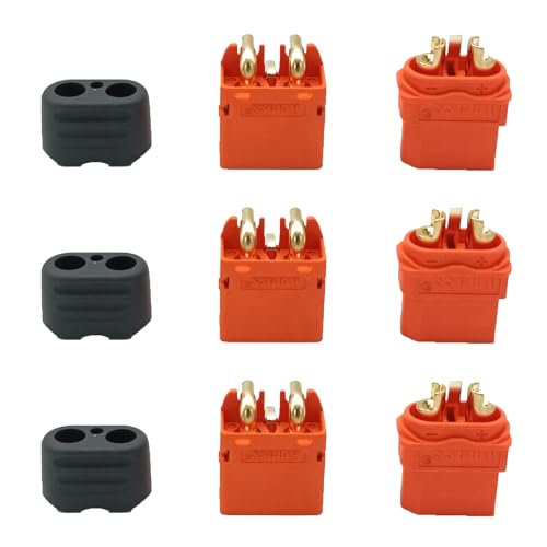 LINSYRC 3 Stücke XT60I-F Buchse Adapter mit Mantelgehäuse und 3 Stücke XT60IPW-M Männlich Stecker für RC Lipo Akku FPV Drohne Solar Akkus von LINSYRC