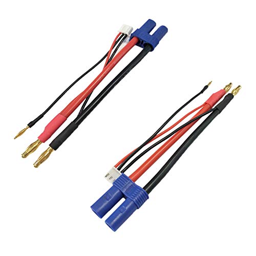 LinsyRC 2 Stücke EC5 Buchse Steckverbinder auf 4mm 4,0mm Bananenstecker Rundstecker mit 2S Lipo JST-XH Balance-Stecker Kabel von LINSYRC