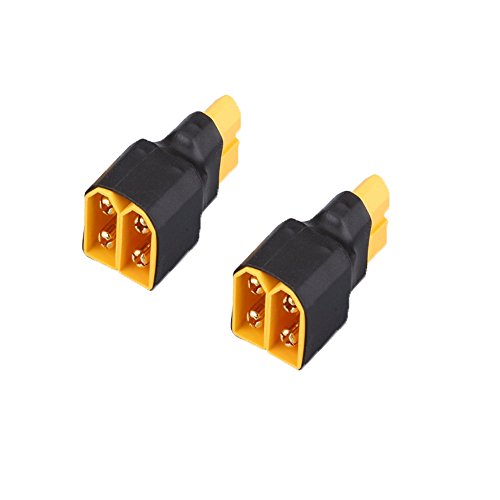 LinsyRC 2er-Pack RC No Wire Adapter XT60 Stecker Parallel Stecker 2 Stecker auf 1 Buchse Adapter Splitter für RC Lipo Akku (2 Stecker auf 1 Buchse Adapter) von LINSYRC