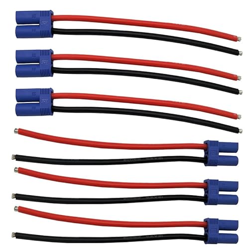 LinsyRC 3 Paar EC5 Steckverbinder Adapter Kabel 5,0mm Männlich und Buchse Bananenstecker mit 12 AWG 5,9 Zoll Silikonkabel für RC Hobby Lipo Akku von LINSYRC