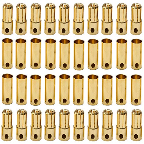 LinsyRC Bananenstecker, vergoldet, 6,5 mm, Stecker und Buchse, Stecker für RC-Lipo-Batterie, ESC-Motoren (6,5 mm), 20 Paar von LINSYRC