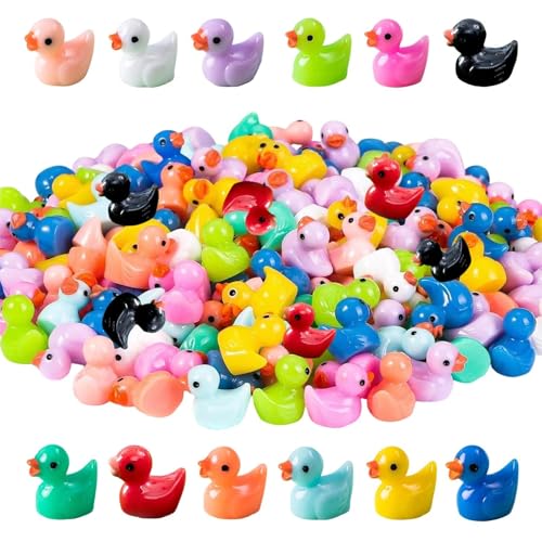 LINTRA 120 Stück Mini Enten, 12 Farben Kleine Enten, Harz Tiny Resin Ducks zur Dekoration von Aquarien, Miniaturgärten, Puppenhausbasteleien von LINTRA
