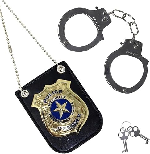 LINYIJOY Polizei Zubehör Set für Kinder - Handschellen, Abzeichen und Kostüm für Cosplay von LINYIJOY