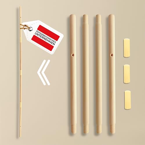 LIONHERZ® Tipi-Zeltstange [1 Stück] Ersatzstange 172cm für Tipi Zelt (schraubbar) Ersatzteil Kinderzelt aus Kiefernmassivholz | Holzstab Spielzelt DIY | 4 Teilstücke und 3 Verbindungsstücke für Tippi von LIONHERZ