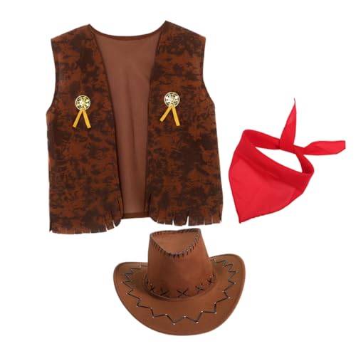 LIOOBO 1 Satz Cowboy Kostümset für Erwachsene Western Outfits für Männer und Frauen Ärmelloser Weste Cowboyhut und Dreieckstuch für Karneval Halloween und Mottopartys XXL LIOOBO 1 Satz Cowboy Kostümset für Erwachsene Western Outfits für Männer und Frauen Ärmelloser Weste Cowboyhut und Dreieckstuch für Karneval Halloween und Mottopartys XXL von LIOOBO