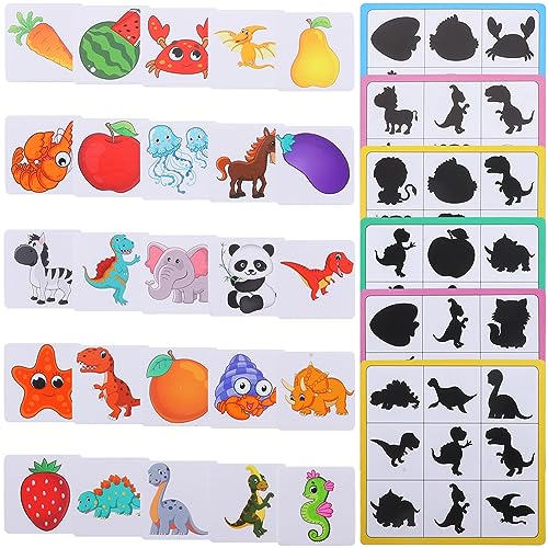 LIOOBO 1 Satz Holzspielzeug für Cartoon Schatten Matching Puzzle Pädagogisches Holzspielzeug für Frühkindliche Entwicklung Sicheres und Unterhaltsames Lernspielzeug für Kleinkinder von LIOOBO