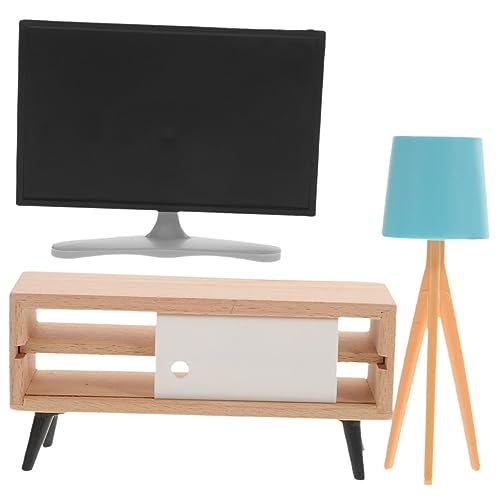 LIOOBO 1 Satz Miniatur Tv für Puppenhaus Teiliges mit Schwarzem Fernseher Weißem Tv Schrank und Blauer Tischlampe für Schlafzimmer und Wohnzimmer Dekoration Puppenmöbel Zubehör LIOOBO 1 Satz Miniatur Tv für Puppenhaus Teiliges mit Schwarzem Fernseher Weißem Tv Schrank und Blauer Tischlampe für Schlafzimmer und Wohnzimmer Dekoration Puppenmöbel Zubehör von LIOOBO
