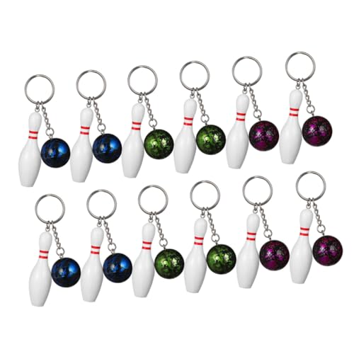 LIOOBO 1 Satz Teiliges Mini Bowling Schlüsselanhänger Dekorative Schlüsselanhänger Für Taschen Und Rucksäcke Langlebig Und Leicht Für Bowling Fans Party Mitgebsel 12 Stück von LIOOBO