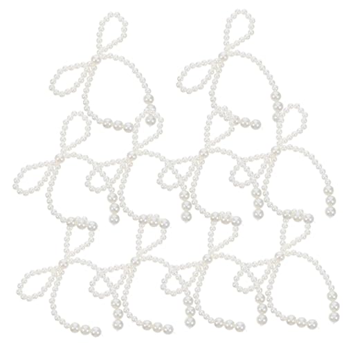 LIOOBO 10 Cupcake Topper Mit Schleife Kuchendekoration Mit Weißen Kunstperlen Für Hochzeiten Geburtstage Valentinstag Und Babypartys von LIOOBO