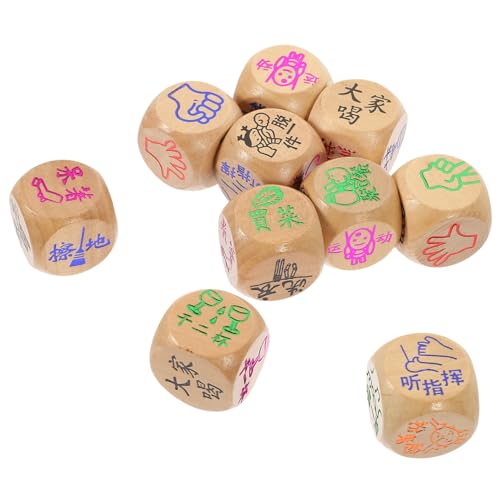 LIOOBO 10 Stück Teiliges Bunter Holzspielwürfel Große Interaktive Würfel für Erwachsene für Partys und Familienfeiern Stimuliert Kreativität und Logisches von LIOOBO