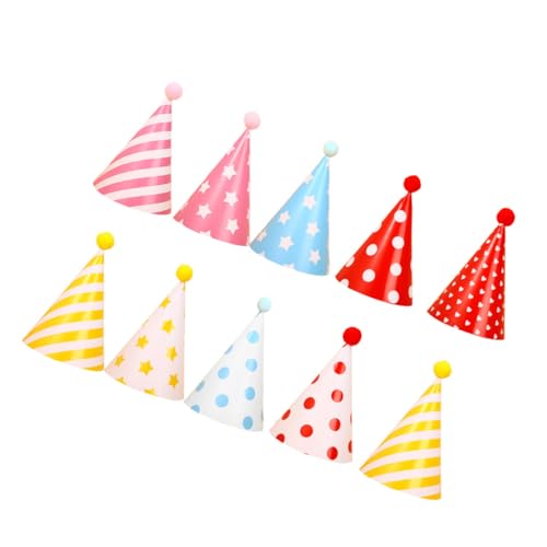 LIOOBO 10 Stück Teiliges Geburtstagskonen Hut Lustige Partyhüte für Erwachsene mit Pompons Accessoire für Feierlichkeiten und Themenpartys LIOOBO 10 Stück Teiliges Geburtstagskonen Hut Lustige Partyhüte für Erwachsene mit Pompons Accessoire für Feierlichkeiten und Themenpartys von LIOOBO