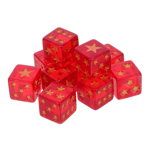 LIOOBO 10stücke Teiliges Translucent Resin Würfeln Mit Fünfzackigem Sternmuster Für Brettspiele Und Lehrmittel Standardisierte Für Partys Und Verschiedene Tischspiele von LIOOBO