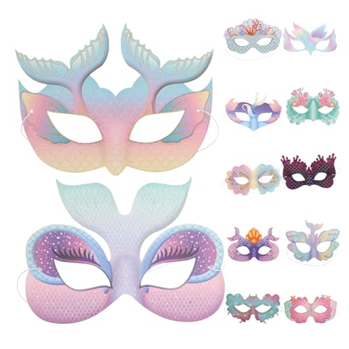 LIOOBO 12 Stück Kreative Gesichtsmaske für Halloween Geburtstagsfeiern und Cosplay Leicht zu Reinigen und Sicher für Kinderaktivitäten von LIOOBO