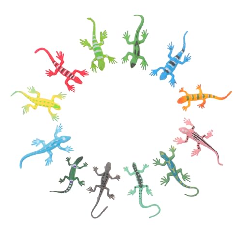 LIOOBO 12 Stück Teiliges Realistische Eidechsen Modelle Bunte Kunststoff Tierfiguren Pädagogisches für Desktop Dekoration Lernspielzeug Sensorische von LIOOBO