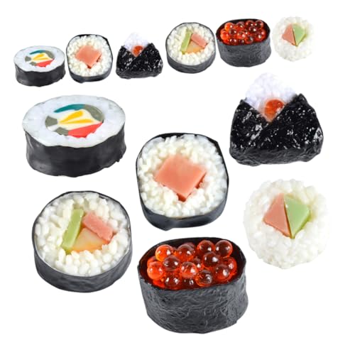 LIOOBO 12 Stück Sushi Spielzeug Realistische Lebensmitteldekoration für Rollenspiele Künstliche Sushi Requisiten für Fotografie und Restaurant Ausstellungen von LIOOBO