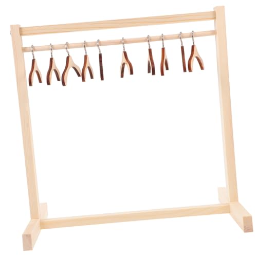LIOOBO 1Satz Holzkleidungsständer für Puppen Robustes Puppenkleiderregal aus Hochwertigem Holz mit Kleiderbügeln für Puppenhäuser und Kinderzimmer Dekoration von LIOOBO
