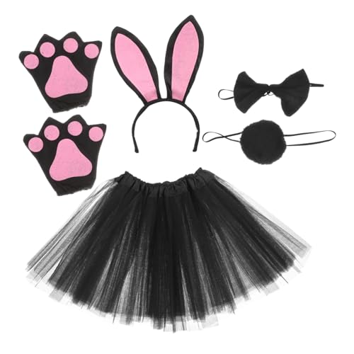 LIOOBO 1Satz Kaninchenohren Stirnband für Halloween Cosplay Kostüm mit Tutu Rock Handschuhen Bowtie für Karneval Partys für Erwachsene von LIOOBO