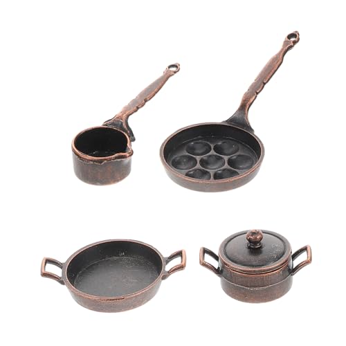 LIOOBO 1satz Mini Küchenzubehör Set Für Puppenhäuser Metall-töpfen Und Pfannen Miniatur Kochgeschirr Für Authentische Küchenszenen Und von LIOOBO