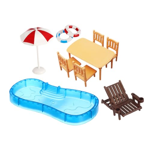 LIOOBO 2 Sets Mini-puppenhausmöbel Und Pool, Miniatur-schwimmbecken, Strandschirmstuhl, Dekoration Für Strand, Miniatur-puppenhauszubehör LIOOBO 2 Sets Mini-puppenhausmöbel Und Pool, Miniatur-schwimmbecken, Strandschirmstuhl, Dekoration Für Strand, Miniatur-puppenhauszubehör von LIOOBO