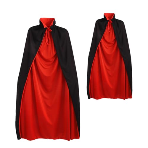 LIOOBO 2 Stück Doppelter Vampir Umhang Schwarz rot für Erwachsene und Stilvoller Kapuzenumhang Halloween Party Kostüm Cape für Rollenspiele und Themenpartys von LIOOBO