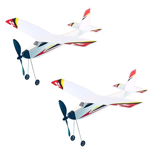 LIOOBO 2 Stück Gummibandflugzeug Gummibandantrieb Schaumstoffgleiter für Zufälliges Muster für Outdoor Spiel Eltern Junge Mädchen Interaktion von LIOOBO