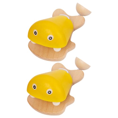 LIOOBO 2 Stück Holz Kastagnetten Fischform Bunt Pädagogisches Musikspielzeug Percussion Instrument Lernspielzeug Sinnesentwicklung und Eltern Junge Mädchen Kommunikation von LIOOBO