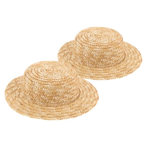 LIOOBO 2 Stück Kleine Strohhüte für DIY Bastelprojekte Runde Mini Hüte für Puppen Handwerkszubehör und Wohnkultur für Kreative Dekorationen von LIOOBO