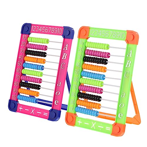 LIOOBO 2 Stück Lernspielzeug Abacus für Plastischer Rechenrahmen mit Standfuß zum Rechnen Lernen der Grundschule Farben Zufällig Zufällige Farbe Zufällige Farbe von LIOOBO
