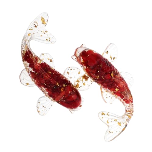 LIOOBO 2 Stück Natürliche Kristall Koi Fisch Figuren Miniatur Deko mit Goldfolie Glücksbringer für Tisch und Wohnräume Kleine Meeres Tier Dekoration für Büro und Schlafzimmer von LIOOBO