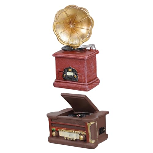 LIOOBO 2 Stück Plattenspieler-Figur: Mini-Phonograph, Retro-Vinyl-Plattenspieler, Kunstharz-Ornament Für Puppenhaus, Miniaturmöbel, Für Musikzimmer, Büro, Heimdekoration LIOOBO 2 Stück Plattenspieler-Figur: Mini-Phonograph, Retro-Vinyl-Plattenspieler, Kunstharz-Ornament Für Puppenhaus, Miniaturmöbel, Für Musikzimmer, Büro, Heimdekoration von LIOOBO