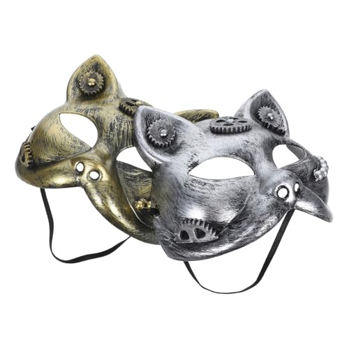 LIOOBO 2 Stück Steampunk -Maske Partykatzenmasken Tier-Cosplay-Maske Halbgesichts-Augenmaske Halbgesichts-Katzenmaske Halloween-Katzenmaske Maskerademaske Maske Kopfbedeckung Plastik LIOOBO 2 Stück Steampunk -Maske Partykatzenmasken Tier-Cosplay-Maske Halbgesichts-Augenmaske Halbgesichts-Katzenmaske Halloween-Katzenmaske Maskerademaske Maske Kopfbedeckung Plastik von LIOOBO