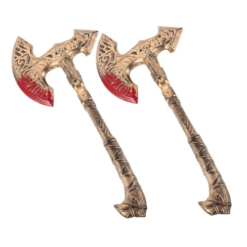 LIOOBO 2 Stück Teiliges Goldfarbenes Wikinger axt Kostümzubehör aus Kunststoff Realistische Mittelalter Requisite für Halloween Cosplay und Rollenspiele Langlebig und Detailgetreu für von LIOOBO