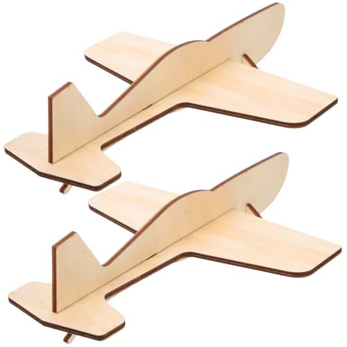 LIOOBO 2 Stück Teiliges Holz Flugzeug Modellbausatz Puzzle DIY Bastelset für Pädagogisches Lernspielzeug Hand Auge koordination Kreatives Holzspielzeug von LIOOBO
