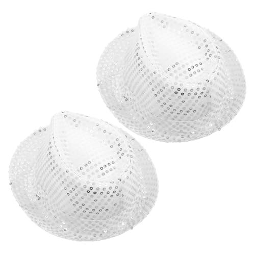 LIOOBO 2 Stücke Pailletten Jazz Hut Silber Zauberer Kostüm Accessoire für Erwachsene Unisex Glitzer Hut für Halloween Steampunk Maskerade und Bühnenauftritte von LIOOBO