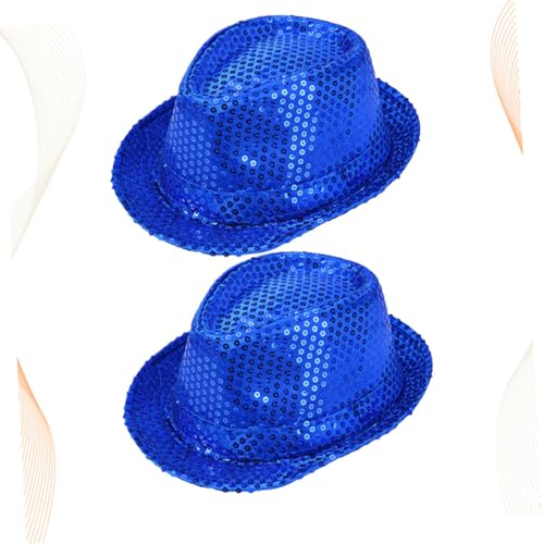 LIOOBO 2 Stücke Pailletten Jazz Hut in Royalblau Glitzernde Kostüm Hüte für Erwachsene Zauberer Accessoire für Karneval Halloween Steampunk und Maskerade Unisex Party Dress-up Props von LIOOBO