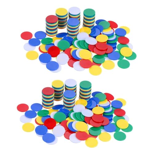 LIOOBO 200 Stück 19 Mm Bunte Poker Chips - Runde Kunststoff Bingo Tokens Für Mathematikübungen Und Spiele - Ideal Für Poker Bingo Und Zählspiele von LIOOBO