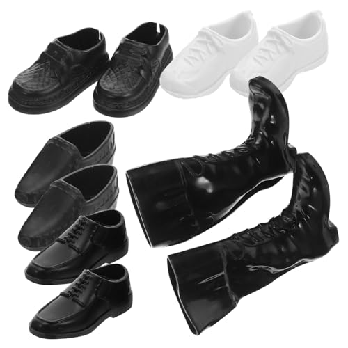 LIOOBO 25 Paare Puppenverkleidungsschuhe Miniatur-Herrenschuhe Miniatur-Schuhe Zubehör für Puppenkostüme Mini-Szenen-Requisiten Puppe kleine Schuhe Plastik Schwarz von LIOOBO
