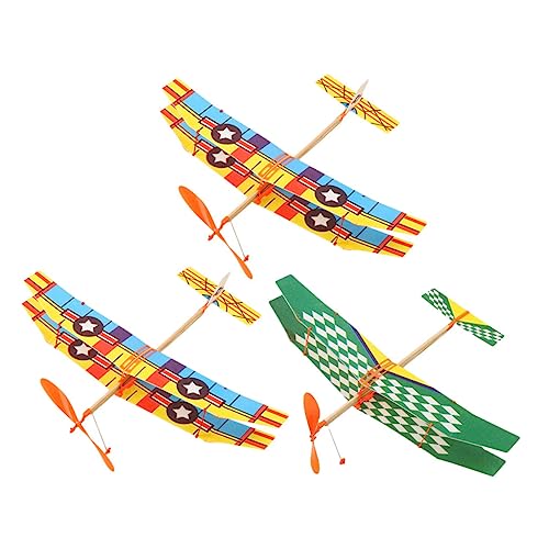 LIOOBO 3 Stück Teiliges Gummiband Segelflugzeug Modellset Leichtes Flugzeugspielzeug DIY Wurfgleiter für Fördert Bastelfähigkeiten und Eltern Junge Mädchen Sicher und Langlebig von LIOOBO